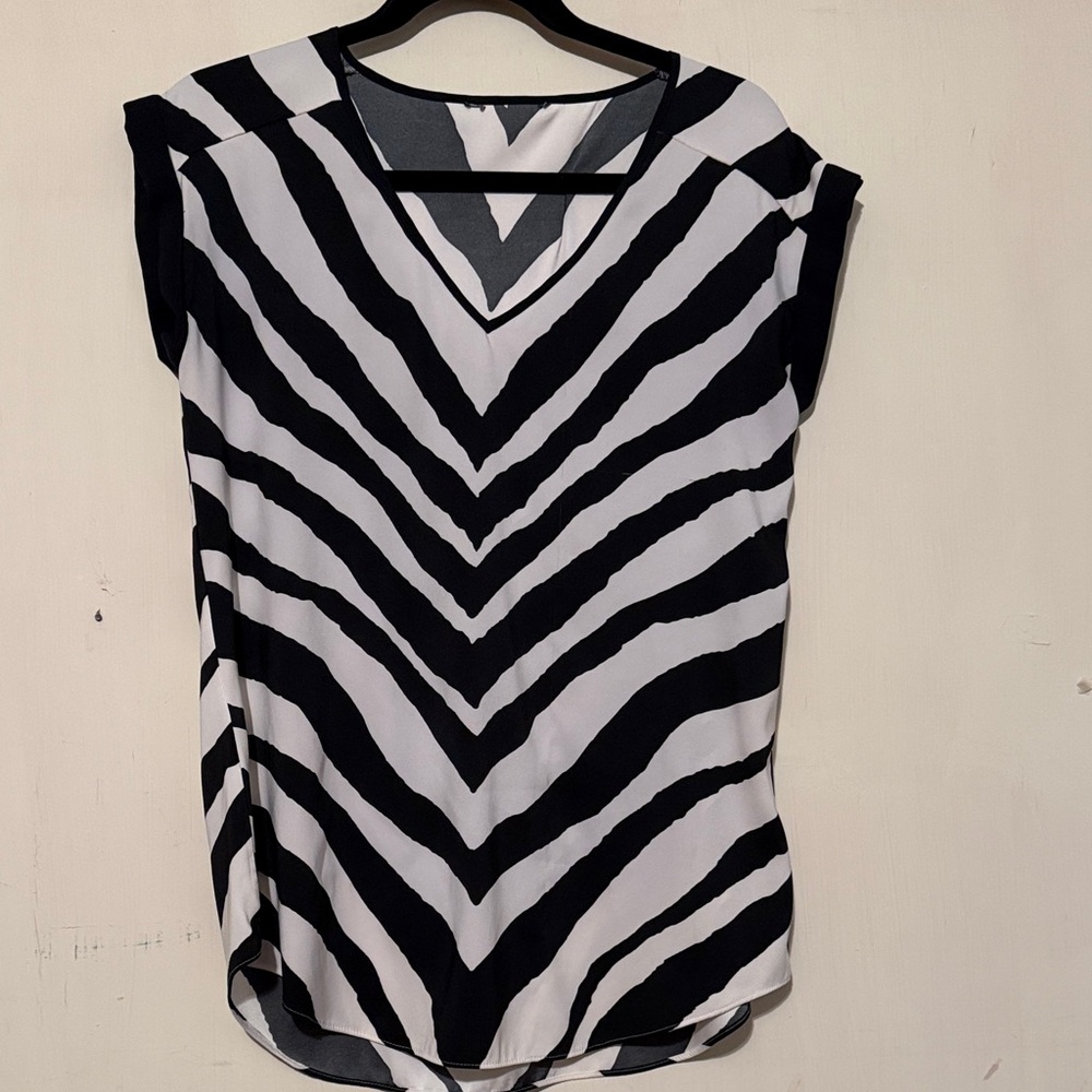 Express Zebra Print V-Neck Women Top
